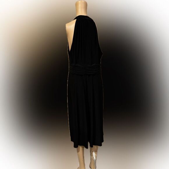 Evan Picone Black Halter Top V-Neck Plus Size Dress SZ 16 - Picture 4 of 6